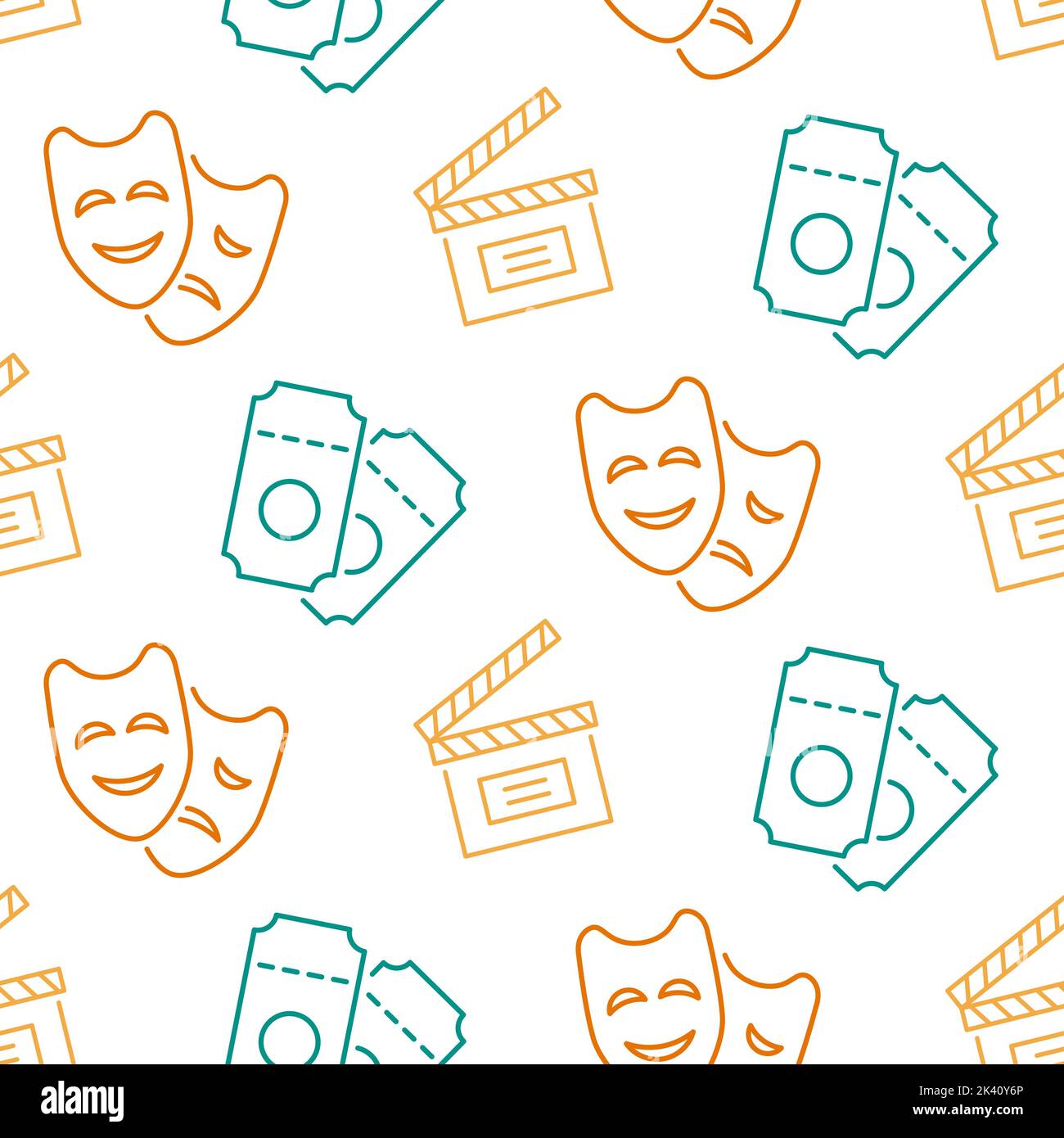 Cinema seamless pattern with icons Stock Vector