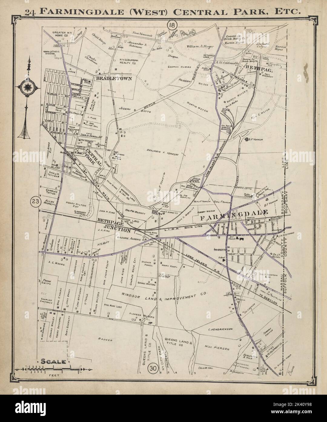 Farmingdale (West) Central Park, Etc. Cartographic. Atlases, Maps. 1914