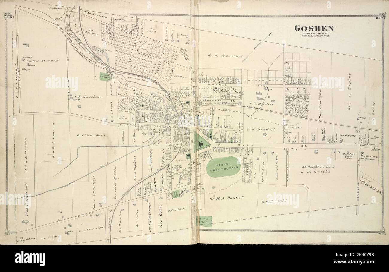 Goshen Village Cartographic. Atlases, Maps. 1875. Lionel Pincus and