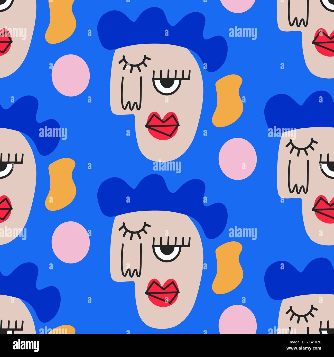 Abstract People Faces Seamless Pattern Stock Vector Image & Art - Alamy