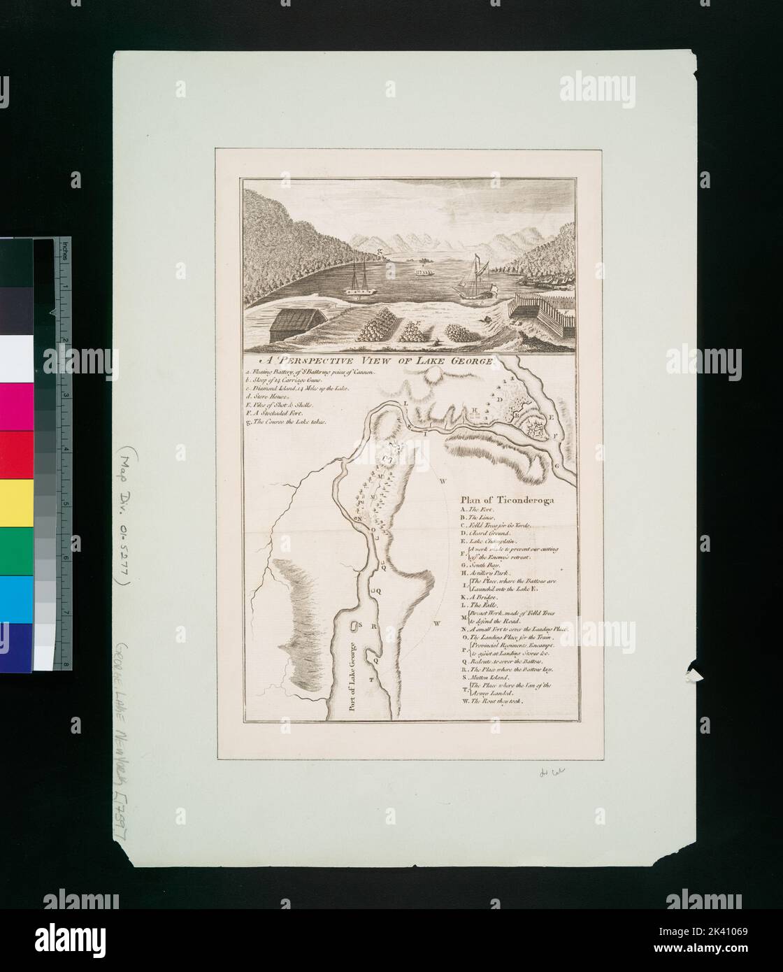 A perspective view of Lake ; Plan of Ticonderoga. Plan of