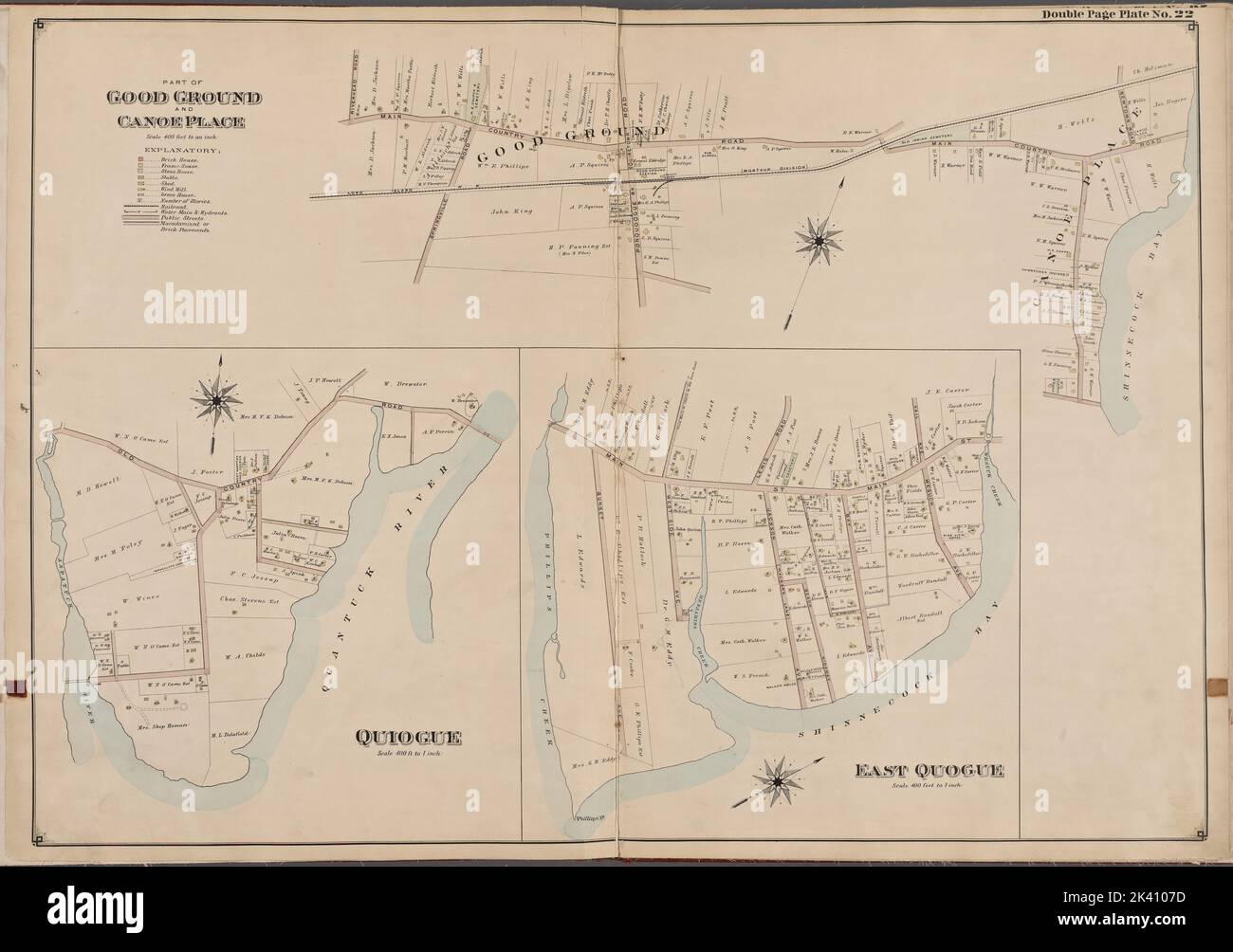 Suffolk County, V. 1, Double Page Plate No. 22 Map bounded by Part of