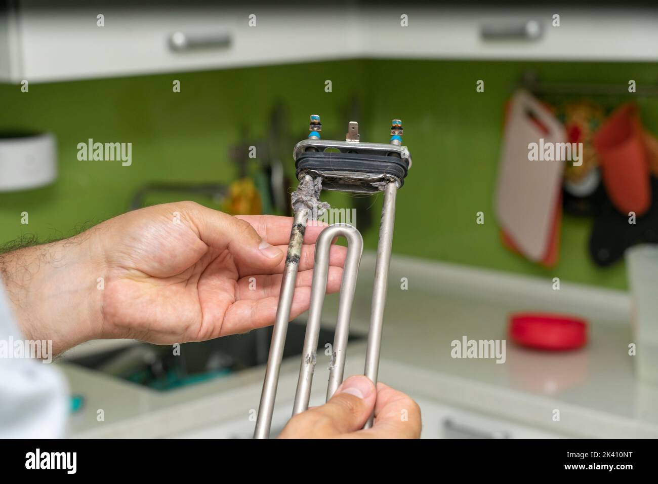 limescale and deposits on the heating element of a washing machine