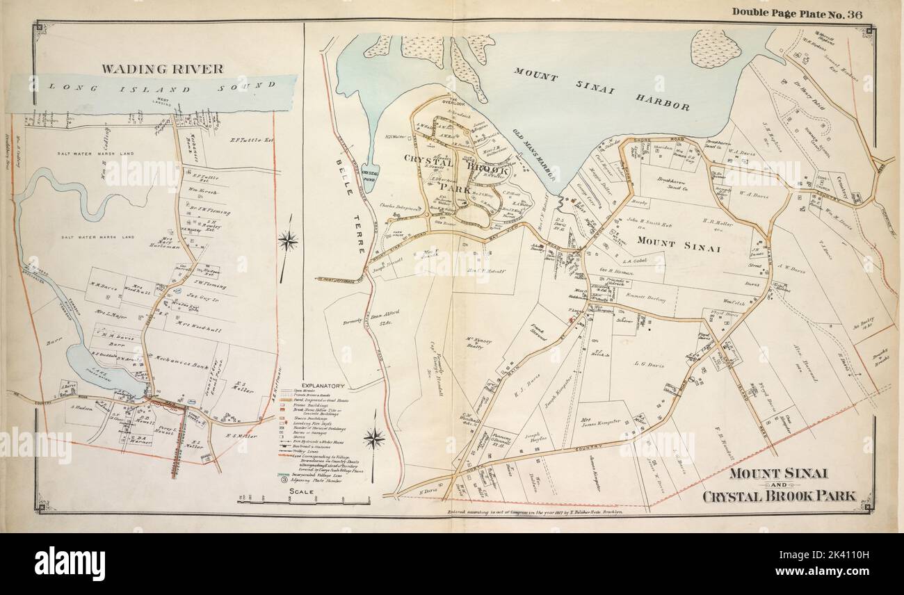 Wading River; Mount Sinai and Crystal Brook Park Cartographic. Atlases, Maps. 1915 1917