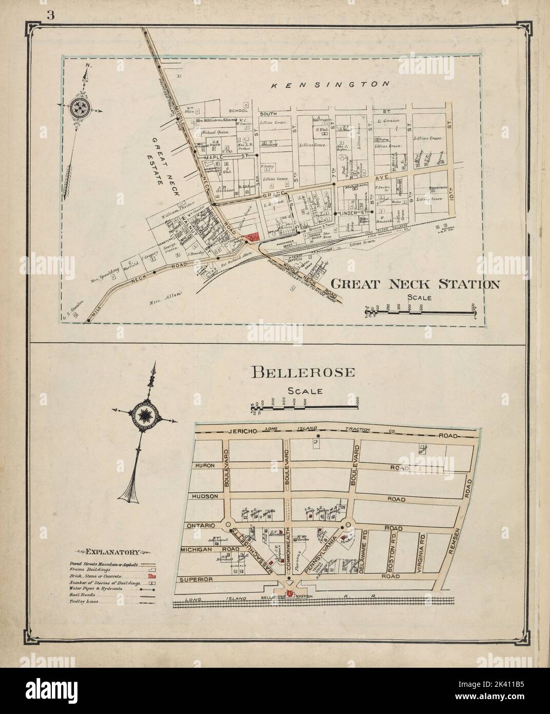 Great Neck Station; Bellerose Cartographic. Atlases, Maps. 1914. Lionel