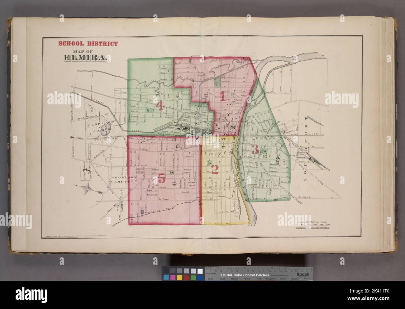 School District Map of Elmira Cartographic. Atlases, Maps. 1876. Lionel