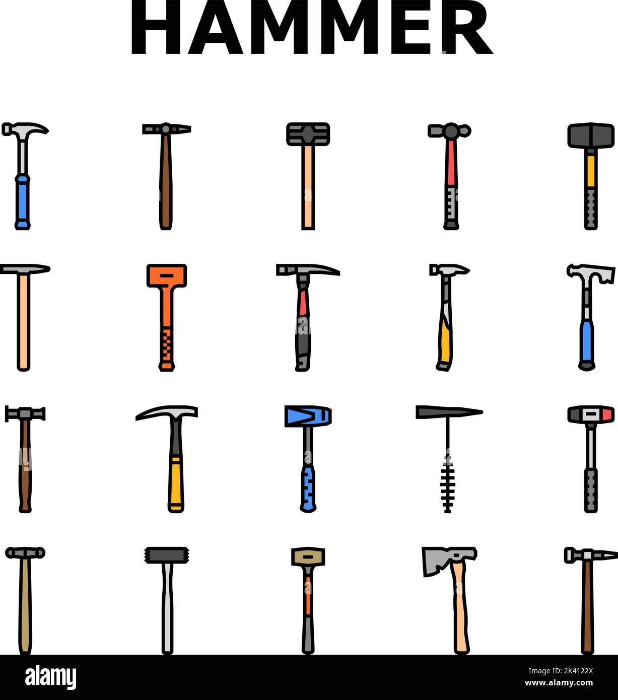 hammer tool construction icons set vector Stock Vector Image & Art - Alamy