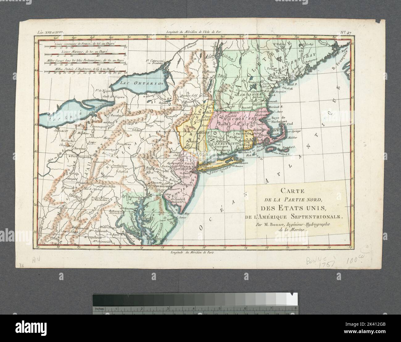 Carte de la partie nord des Etats - Carte De La Partie Nord Des Etats Unis De Lamrique Septentrionale Cartographic Maps 1780 Lionel Pincus And Princess Firyal Map Division Northeastern States 2K412GB 