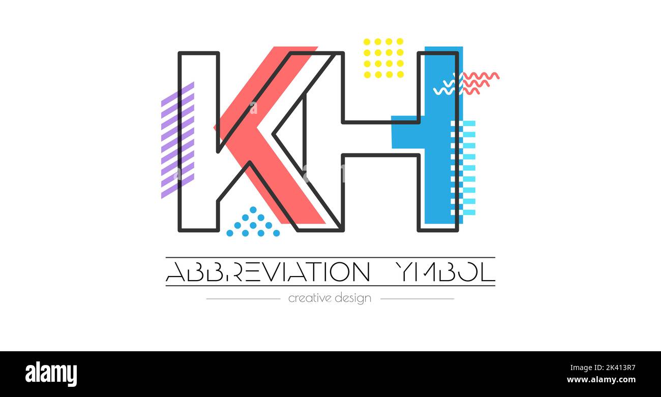 Letters K and H. Merging of two letters. Initials logo or abbreviation symbol. Vector illustration for creative design and creative ideas. Flat style. Stock Vector