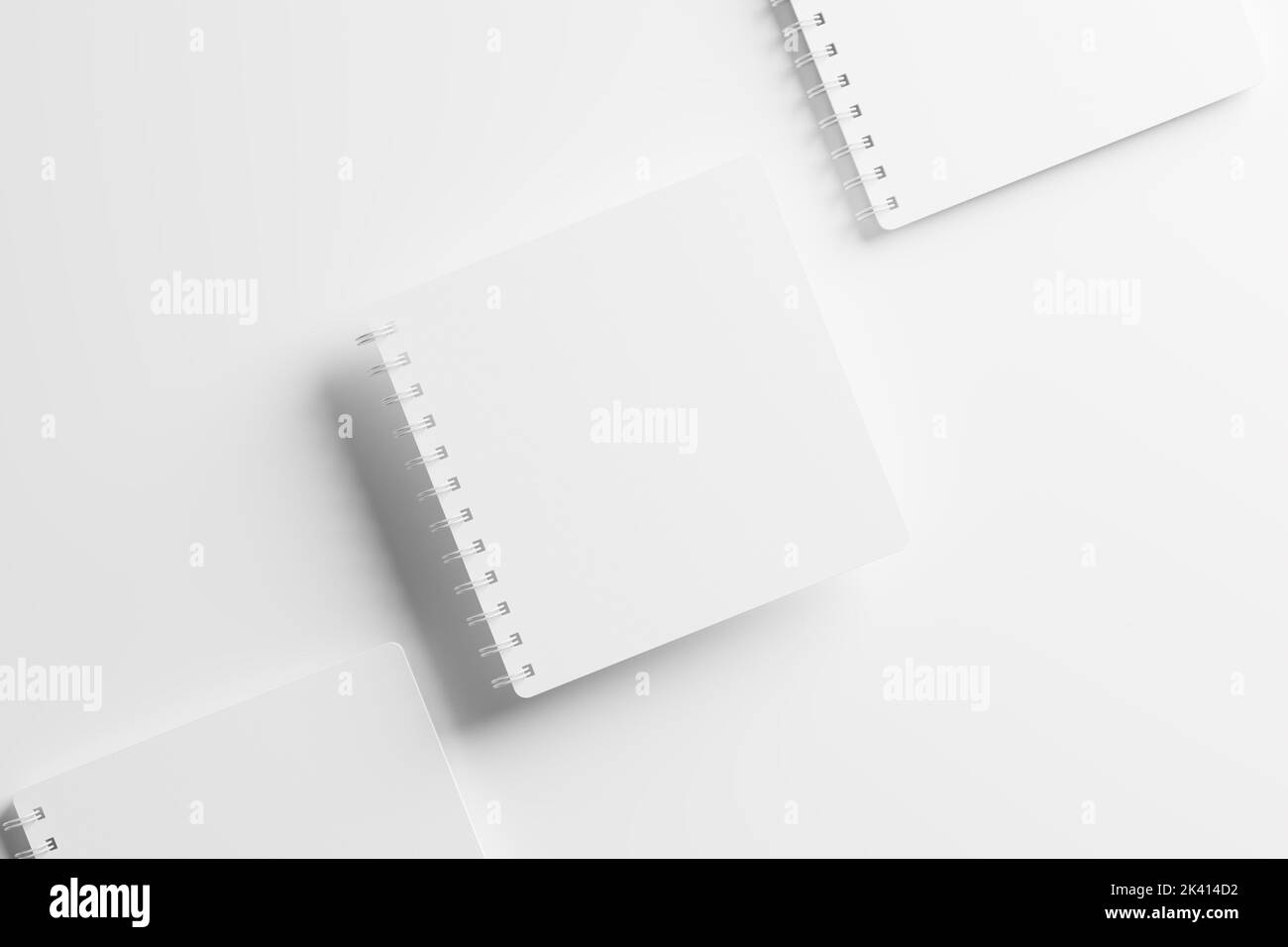 Square Spiral Notebook 3D Rendering White Blank Mockup Stock Photo - Alamy