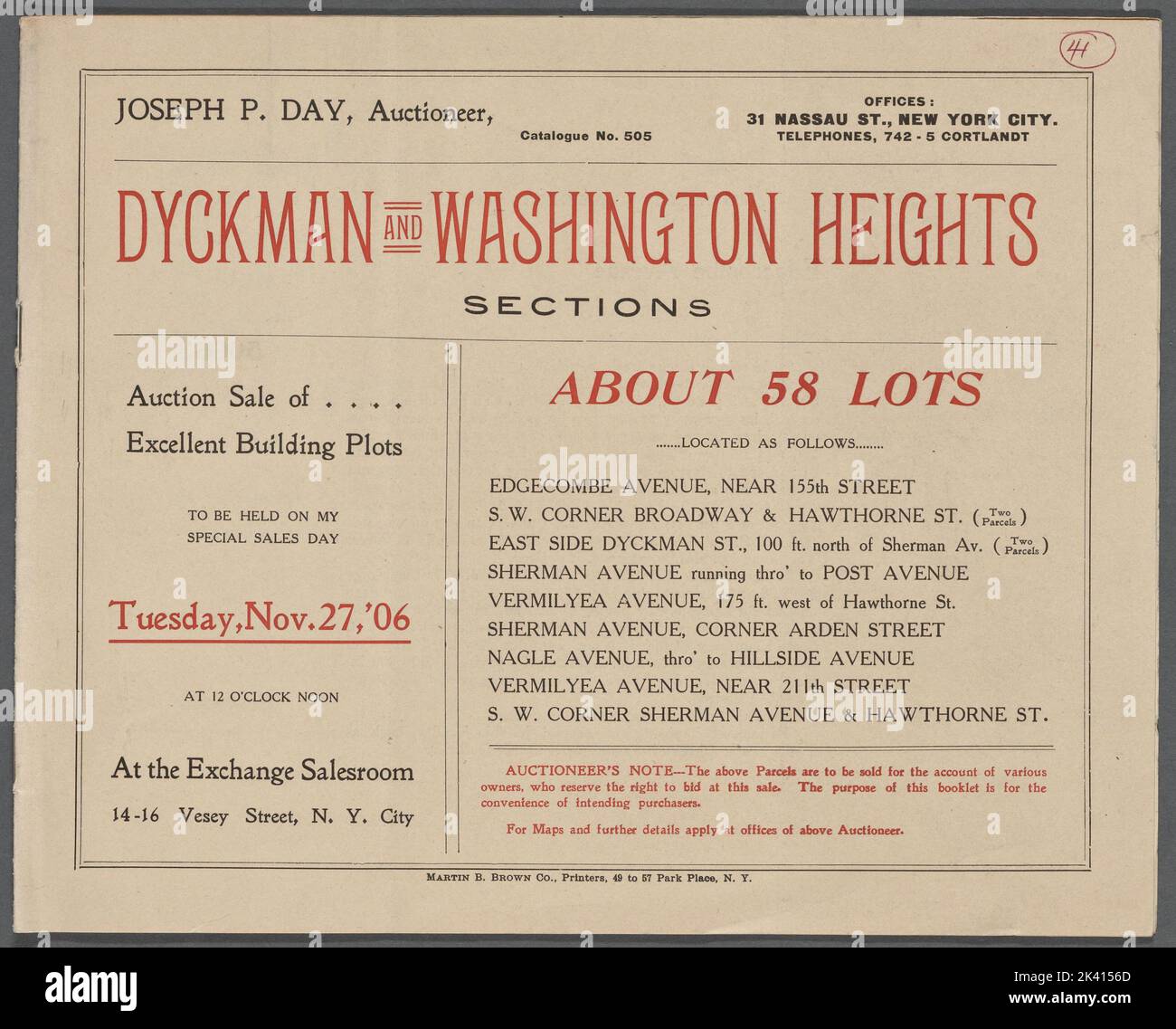 Dyckman and Washington Weights sections, about 58 lots Cartographic