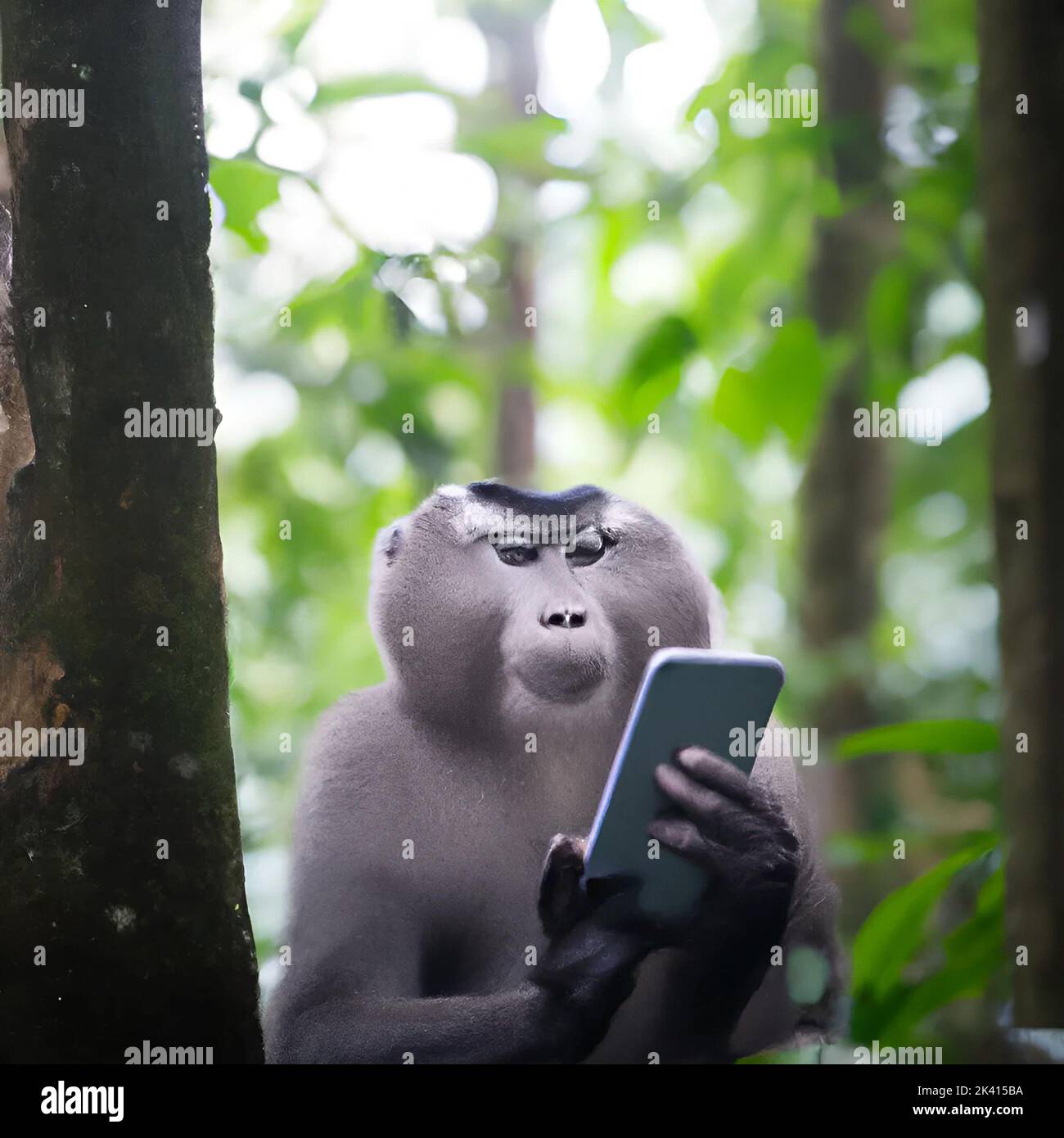 Monkey illustration touch hi-res stock photography and images - Alamy