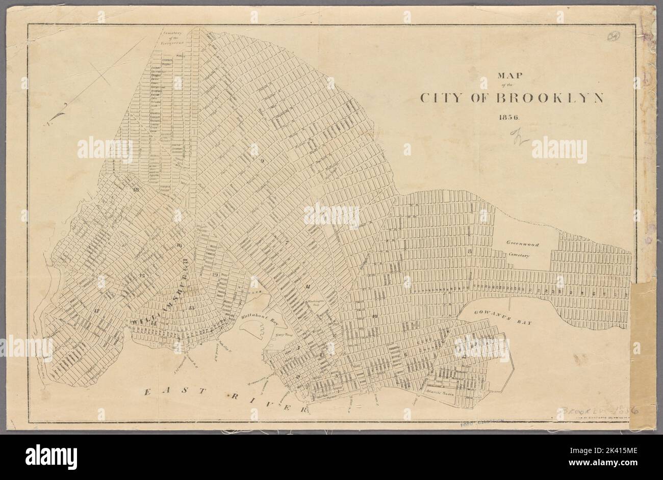 Map of the city of Brooklyn. Distance shown by 1/2 mile radial zones
