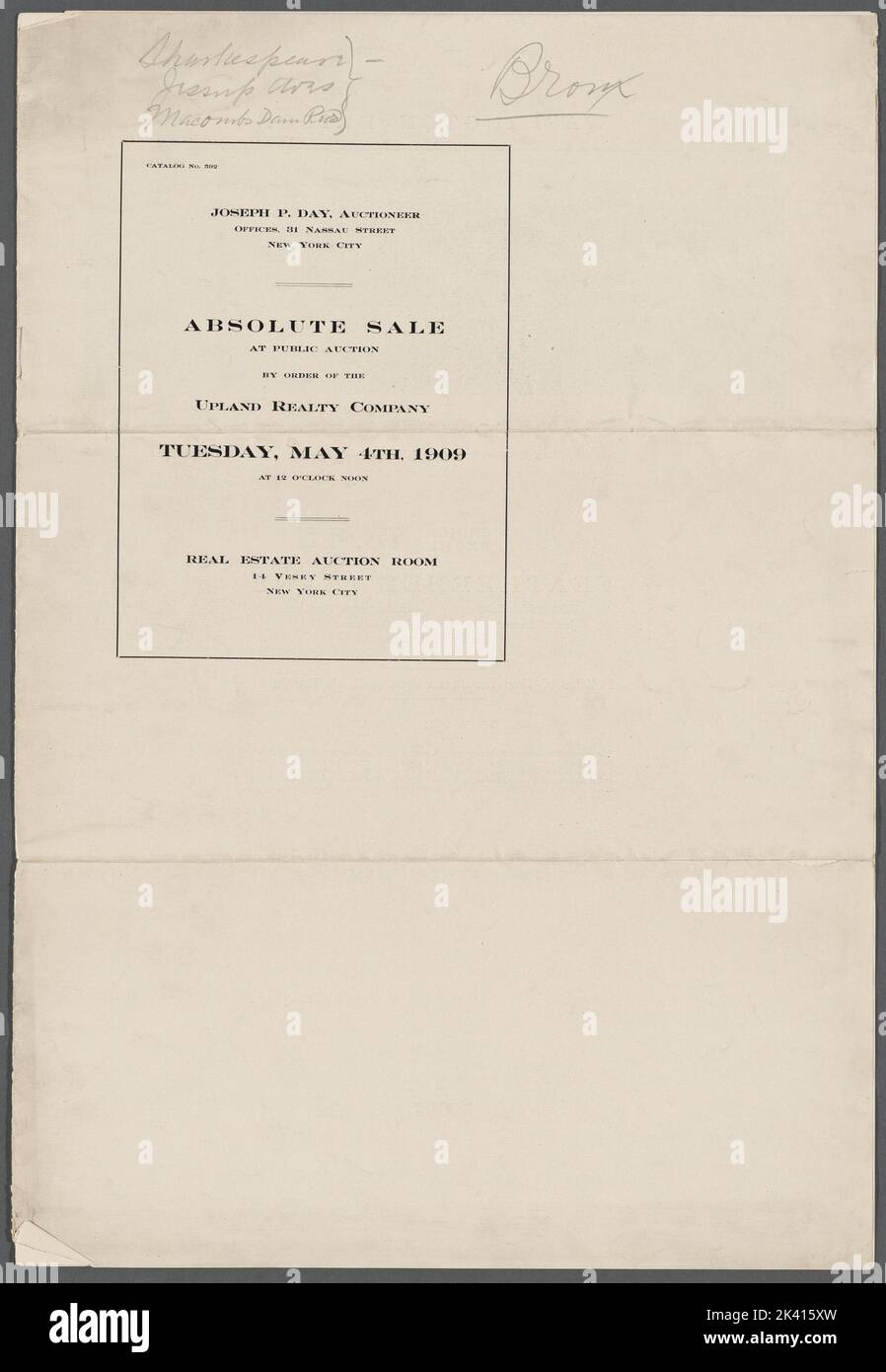 Absolute Sale at Public Auction by order of the Upland Realty Company