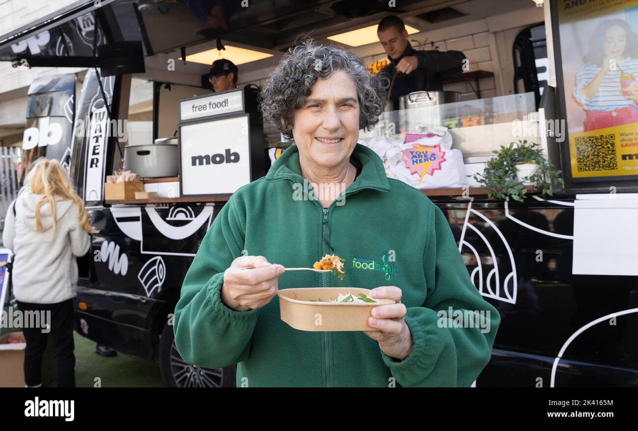 EDITORIAL USE ONLY CEO of Hackney Foodbank, Pat Fitzsimons at grocery