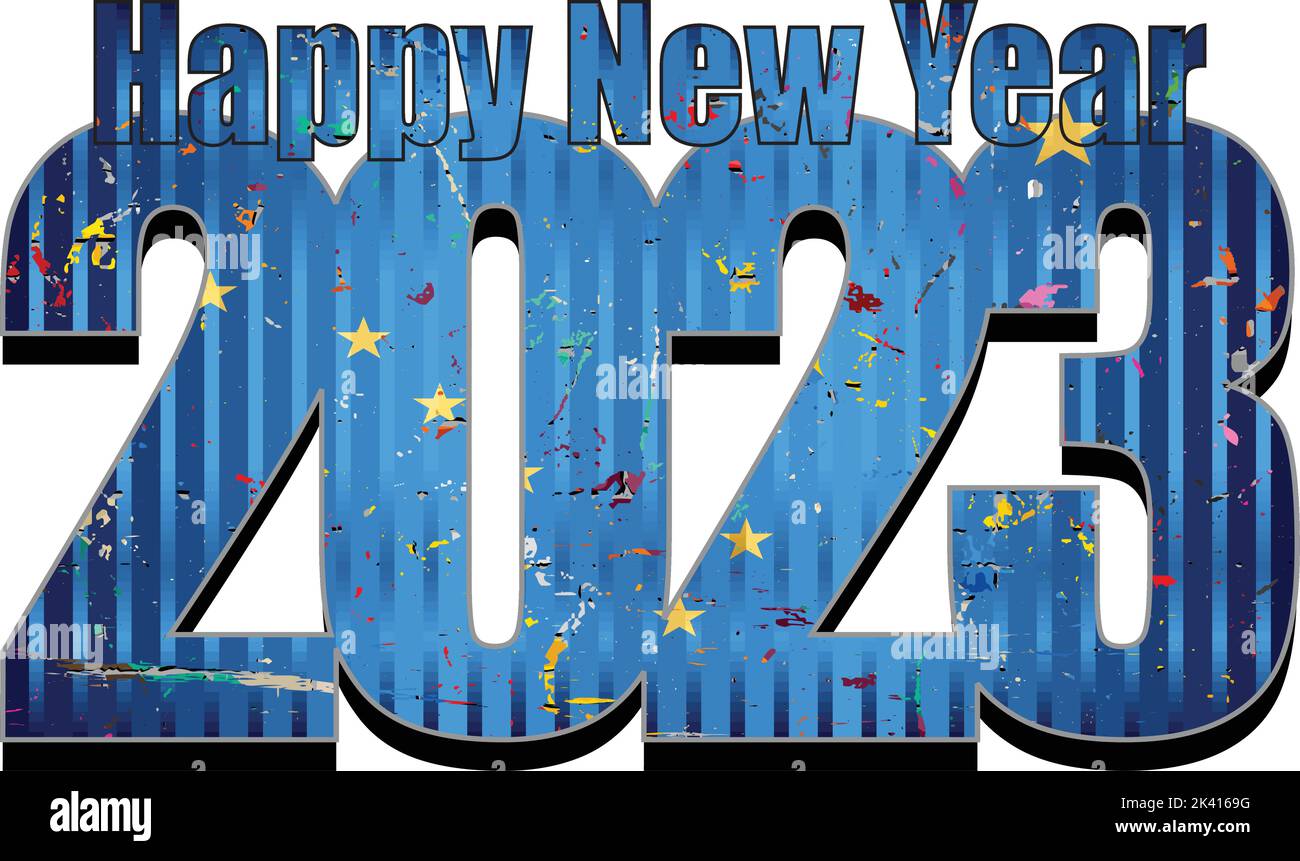 Happy New Year 2023 with Alaska flag inside Illustration, 2023 HAPPY