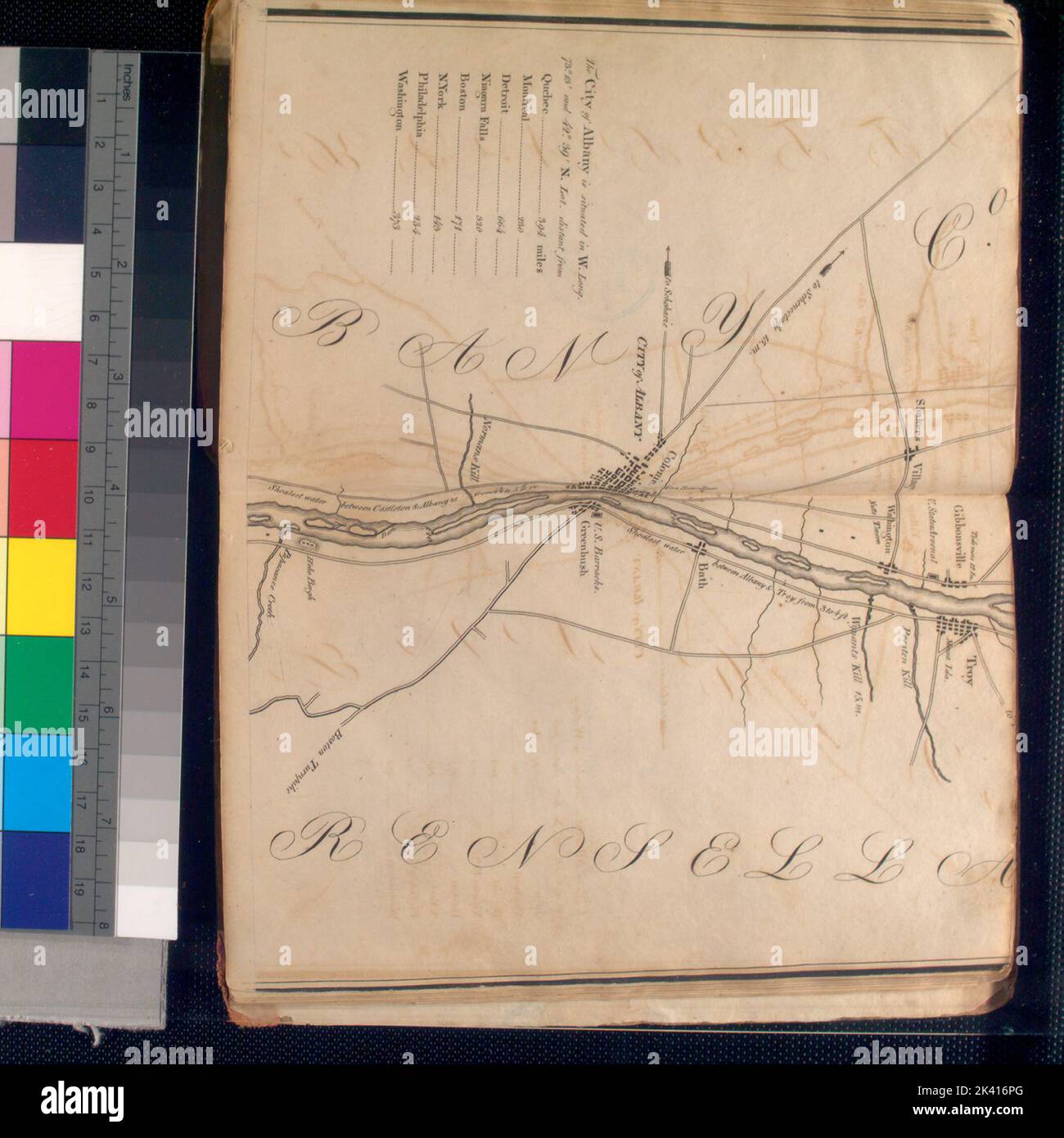 Map of the Hudson from Castleton to Troy, including Albany. Bridges