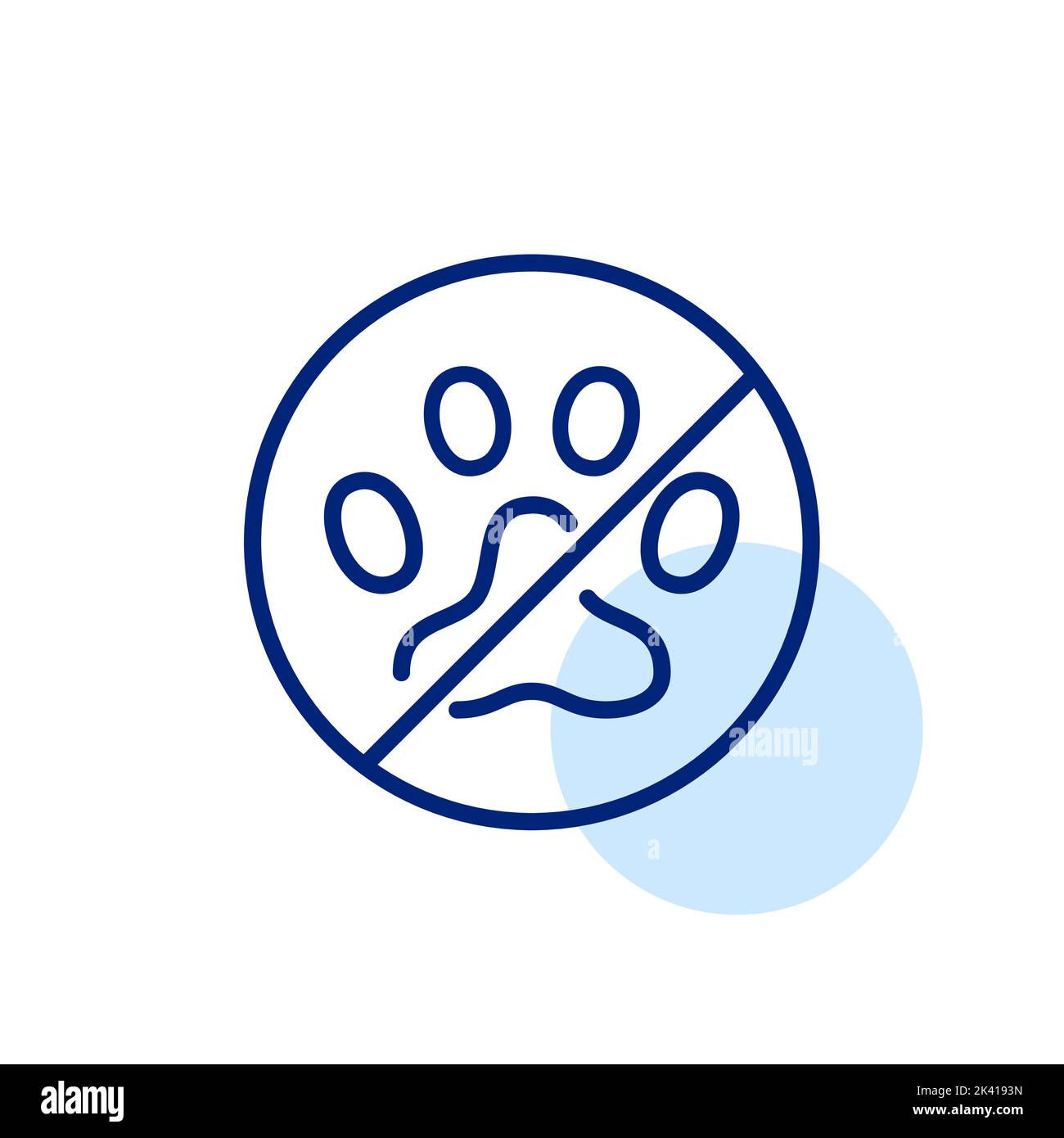 No pets allowed hotel and business premises icon. Crossed paw in a