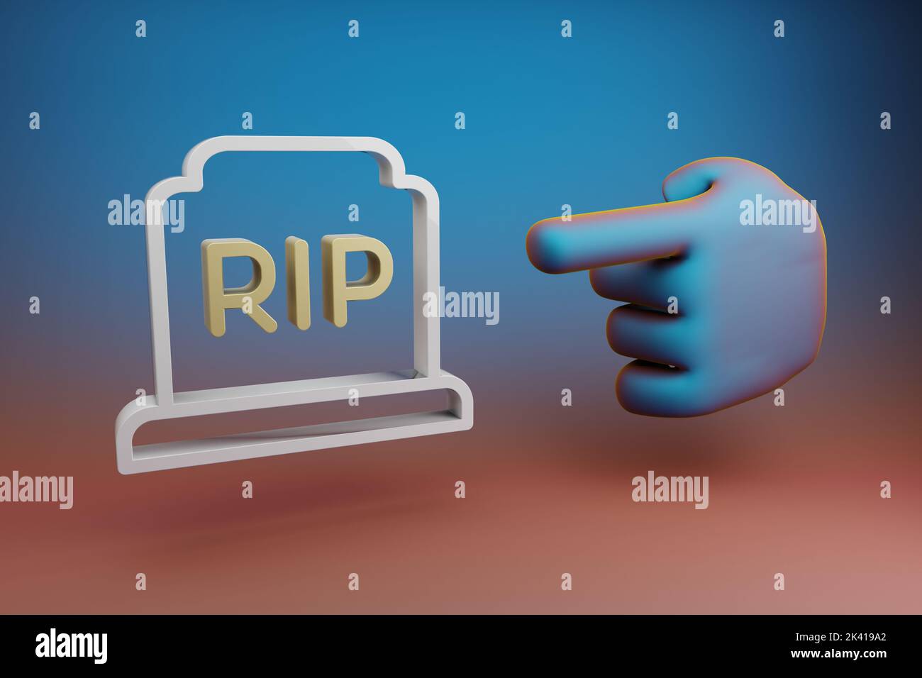Beautiful illustrations abstract Hand index finger points to RIP symbol ...