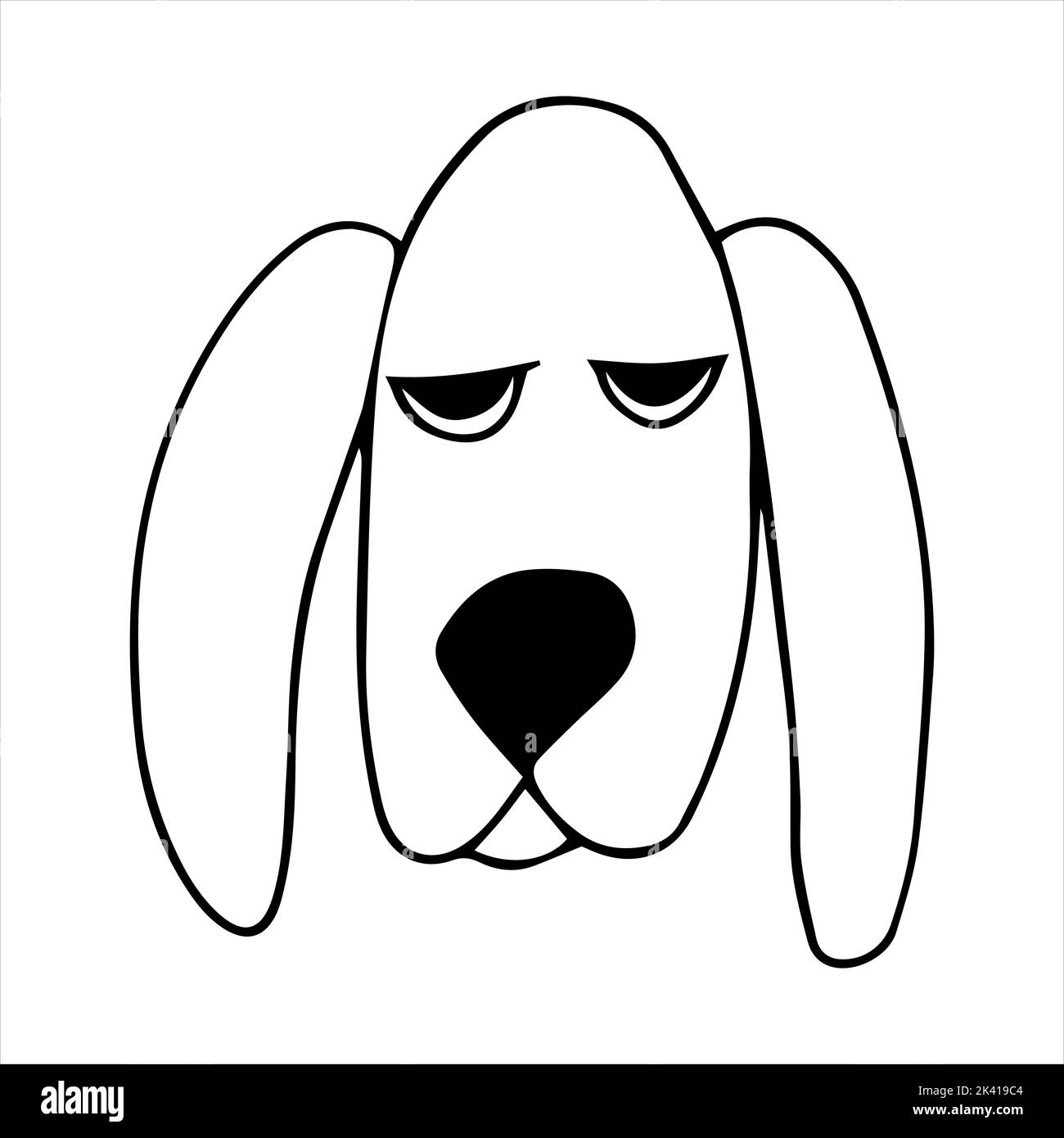 Vector portrait of a basset hound dog in doodle cartoon style. Pet