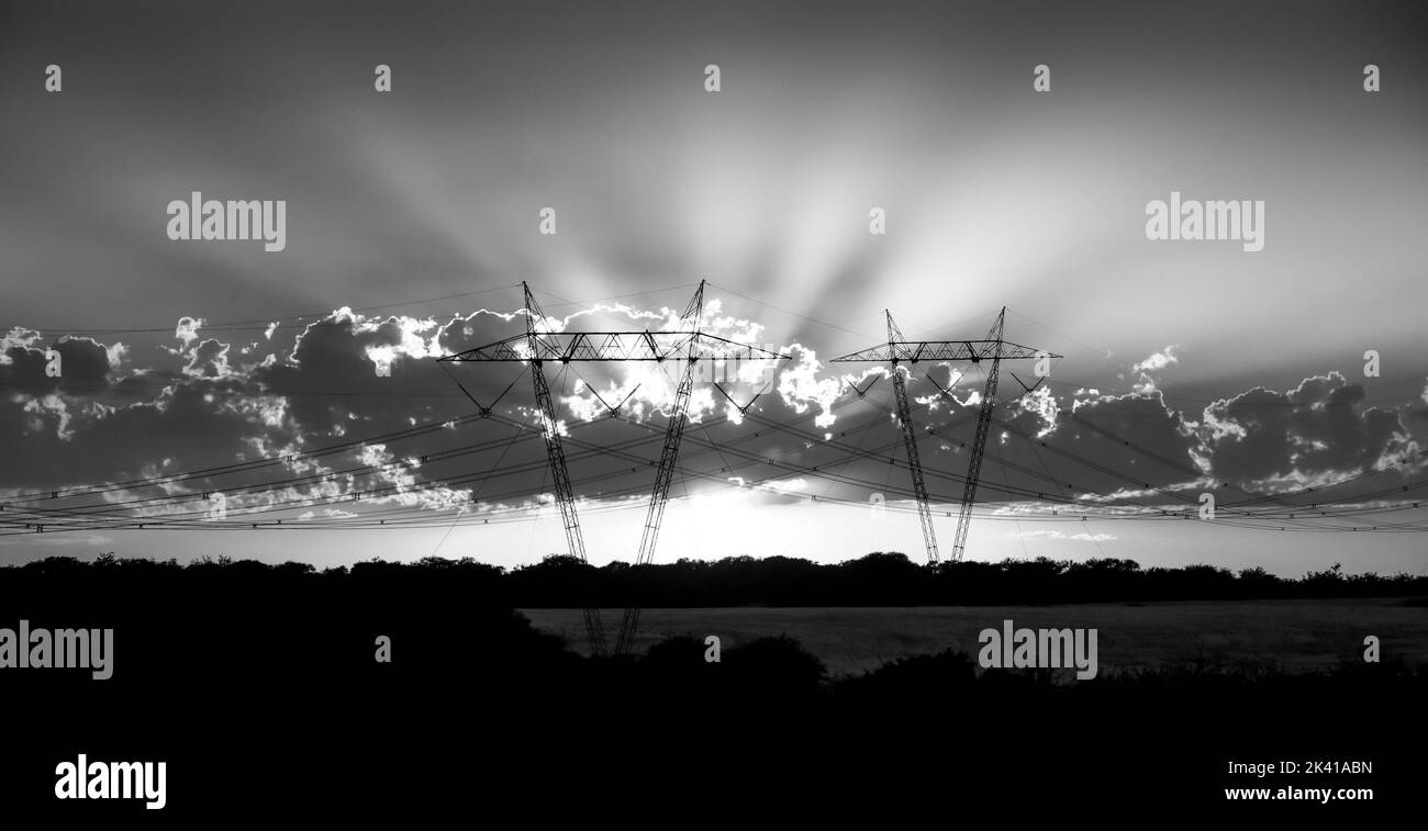Pampas sunset , in La Pampa Province Patagonia Argentina Stock Photo
