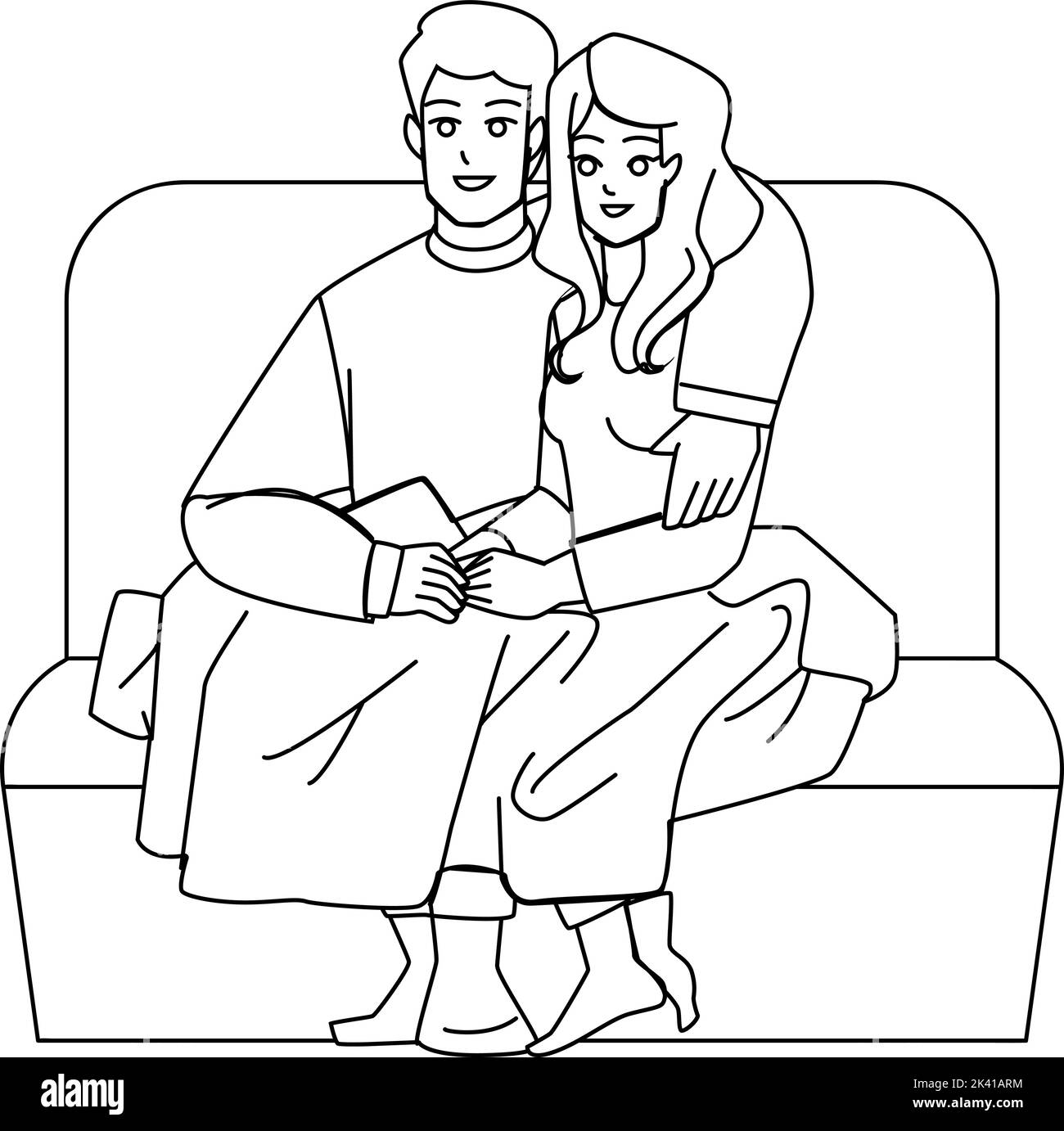 couple watching tv vector Stock Vector