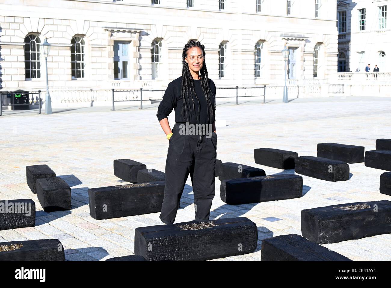 Interdisciplinary artist Grada Kilomba brings her critically acclaimed installation O Barco/The Boat to Somerset House this Autumn. Displayed in the UK for the first time , the large installation and performance is specially presented by Somerset House on the occasion of the 10th anniversary of the 1-54 Contemporary African Art Fair .Grada  Kilomba is a Portuguese Berlin based transdisciplinary artist whose work draws on memory , trauma , gender and post colonialism ... Stock Photo