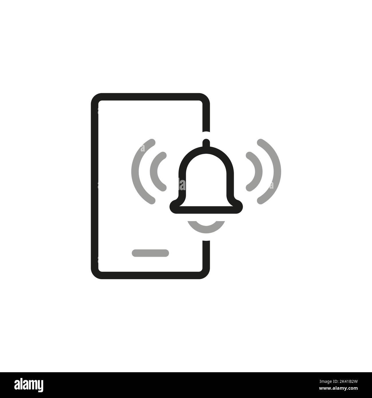 Simple linear vector icon related to mobile phone notification. Line icons about notification. Interface elements. Stock Vector