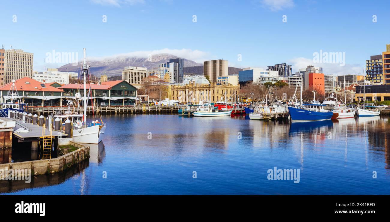 HOBART, TASMANIA SEPTEMBER 13 View towards Mt Wellington over