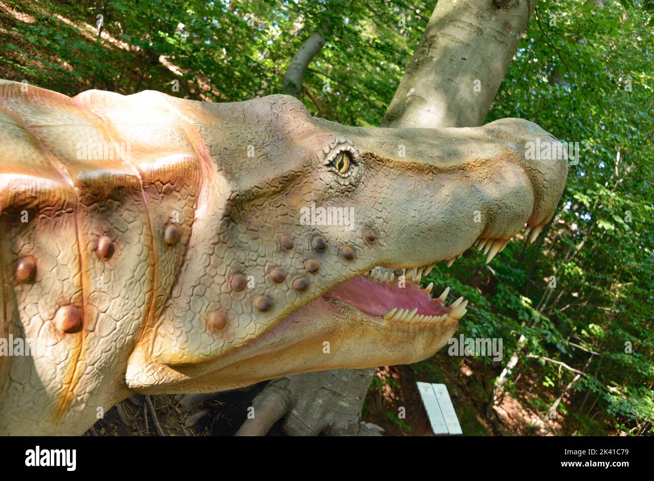 Model of a dinosaur in Dino Parc in Rasnov, Romania Stock Photo