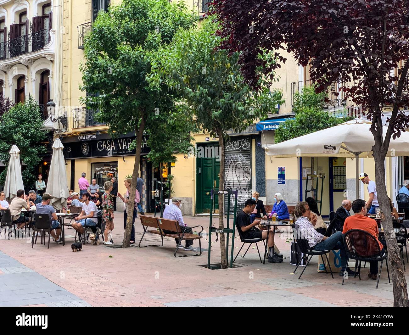 Spain, Madrid. Sidewalk Cafe. Stock Photo