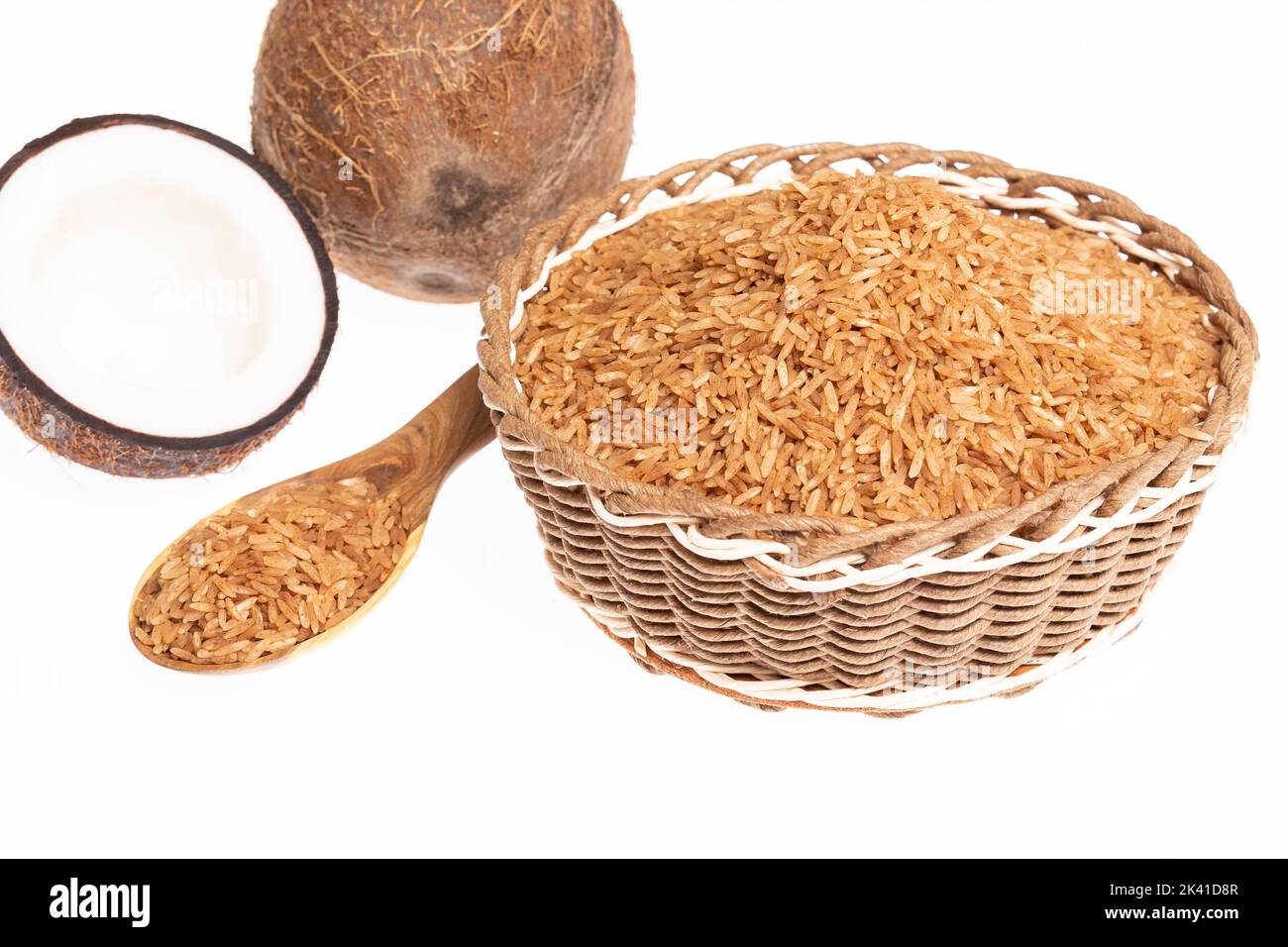 Raw Rice - Rice Ready To Prepare Coconut Rice Stock Photo