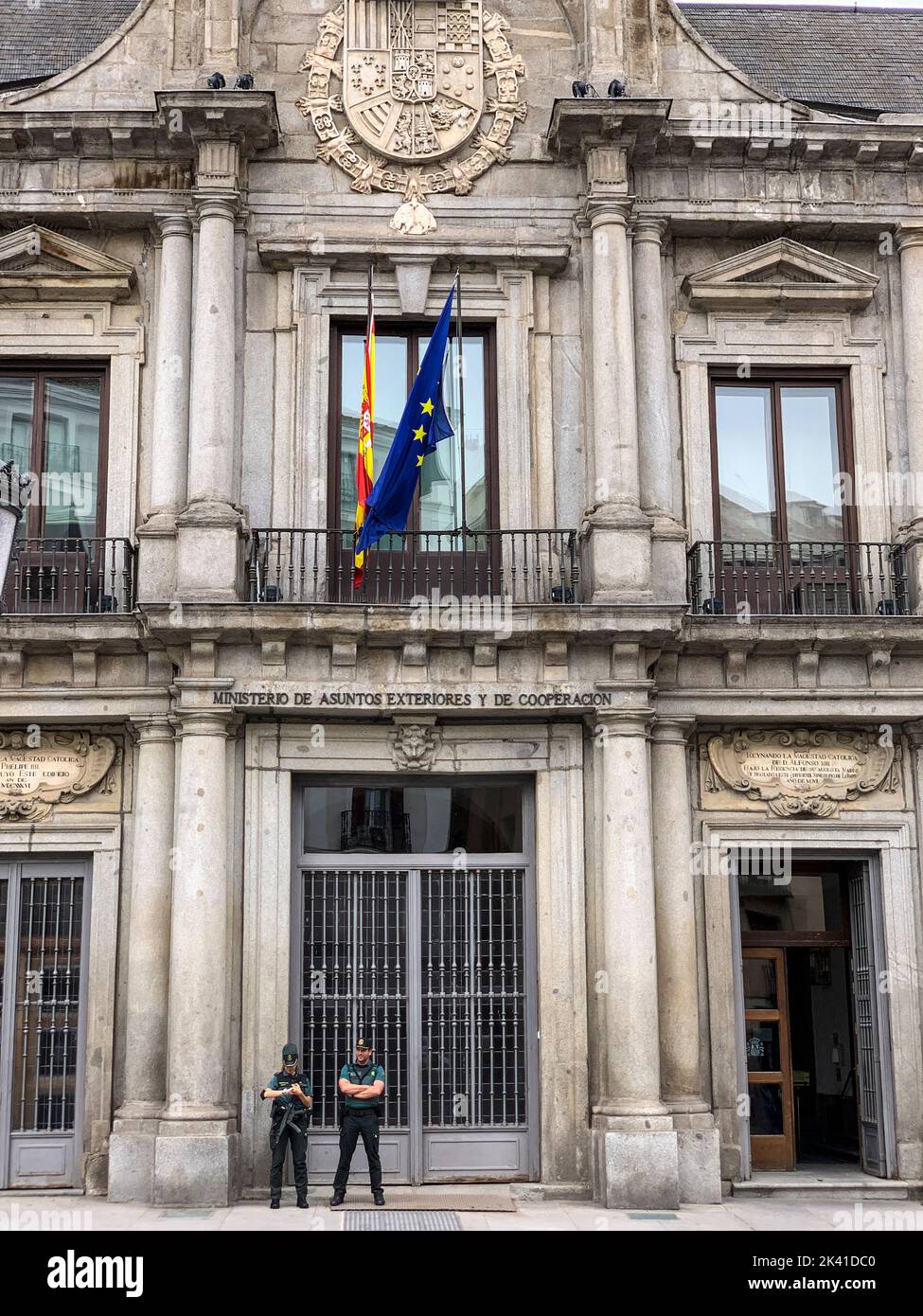 Spain, Madrid. Ministry of Foreign Affairs Entrance. Stock Photo