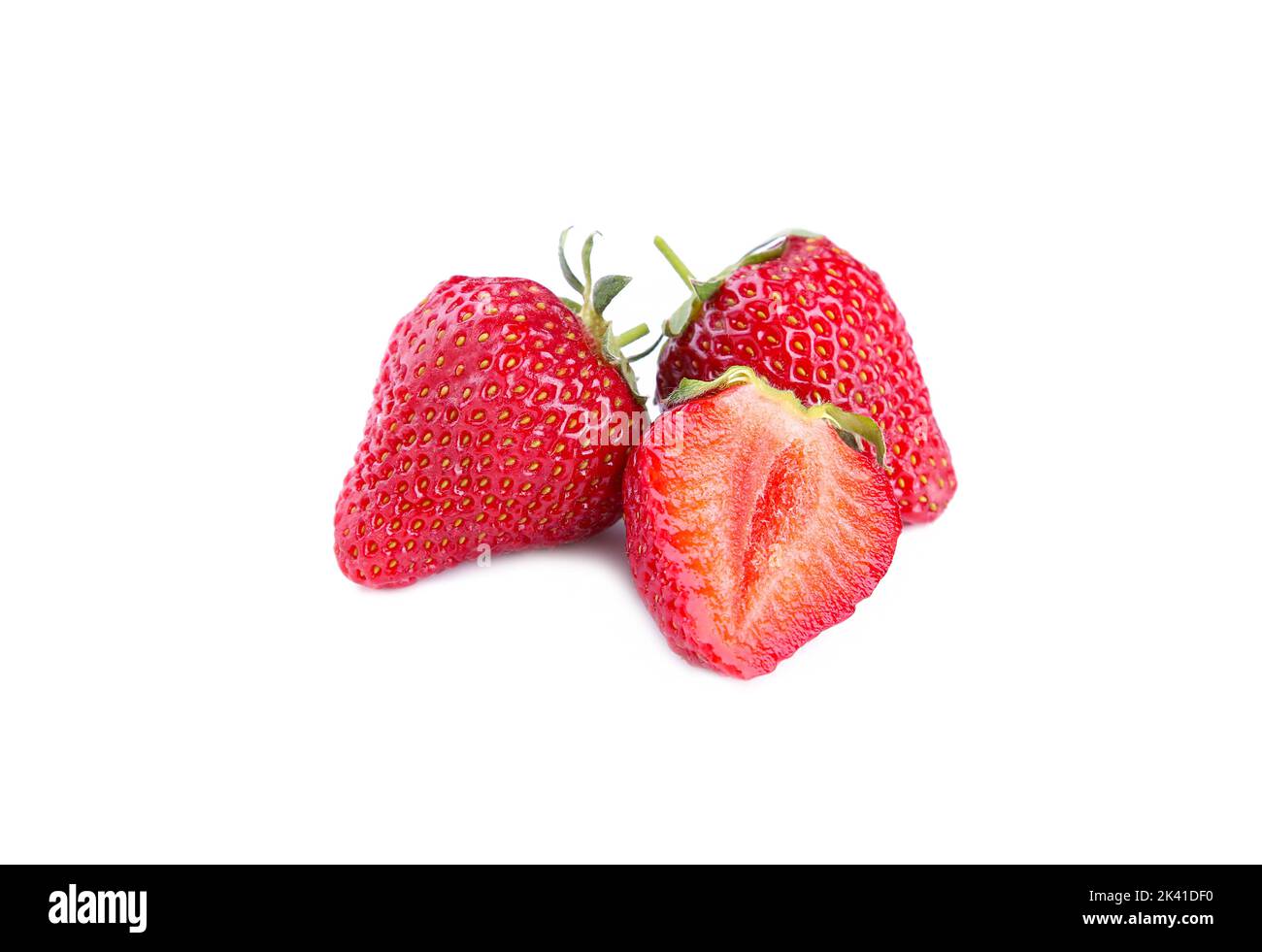 Strawberries isolated on a white background, macro Stock Photo - Alamy