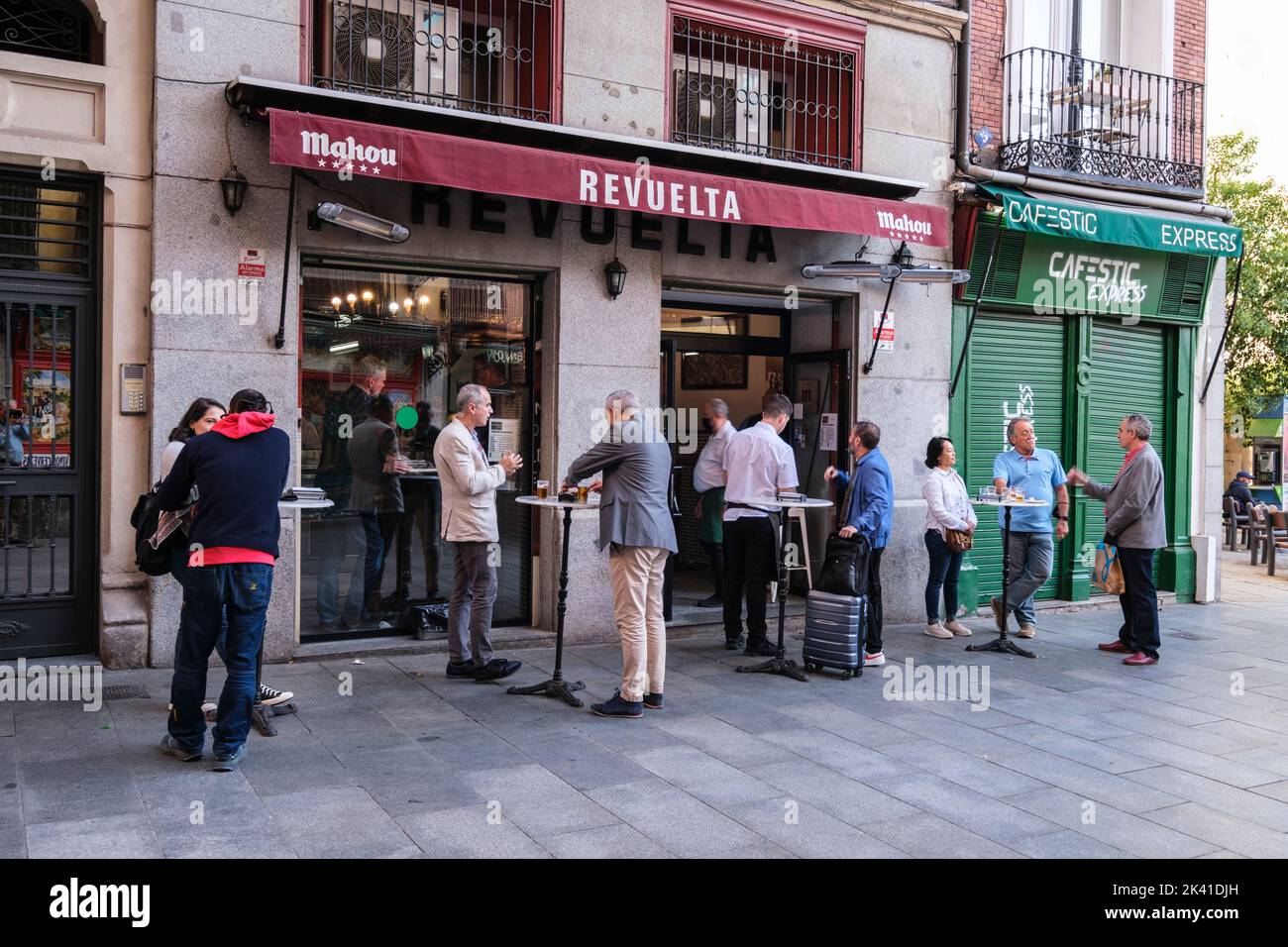 Spain, Madrid. Outdoor Cafe. Stock Photo