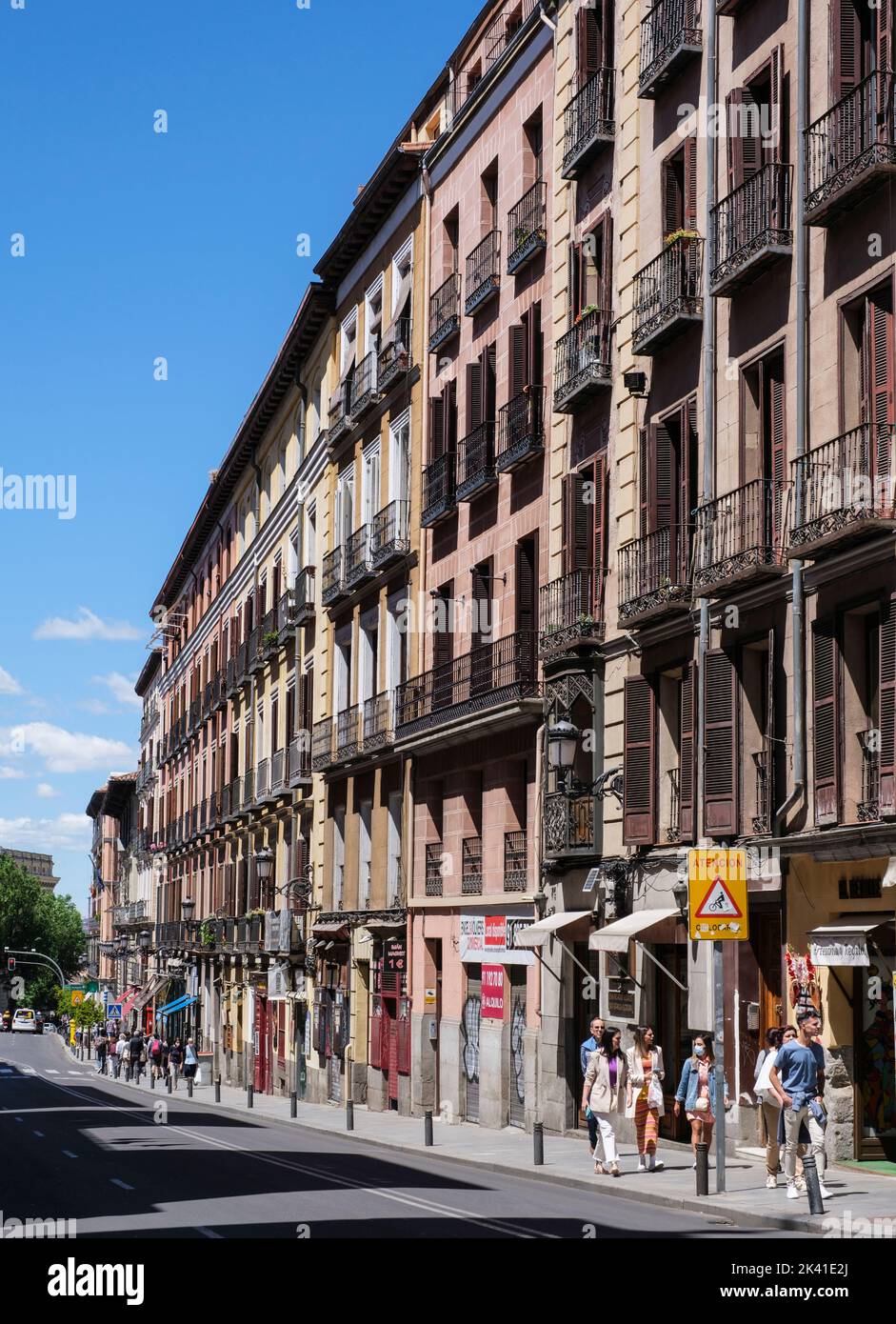 Spain, Madrid. Calle Mayor Street Scene. Stock Photo