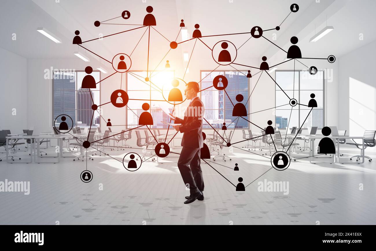 Networking and social communication concept as effective point for modern business Stock Photo