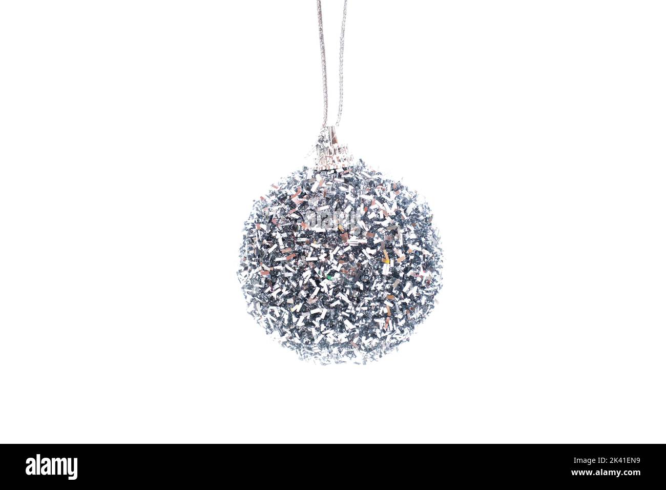 Silver Christmas Baubles with white dots on a white background Stock ...
