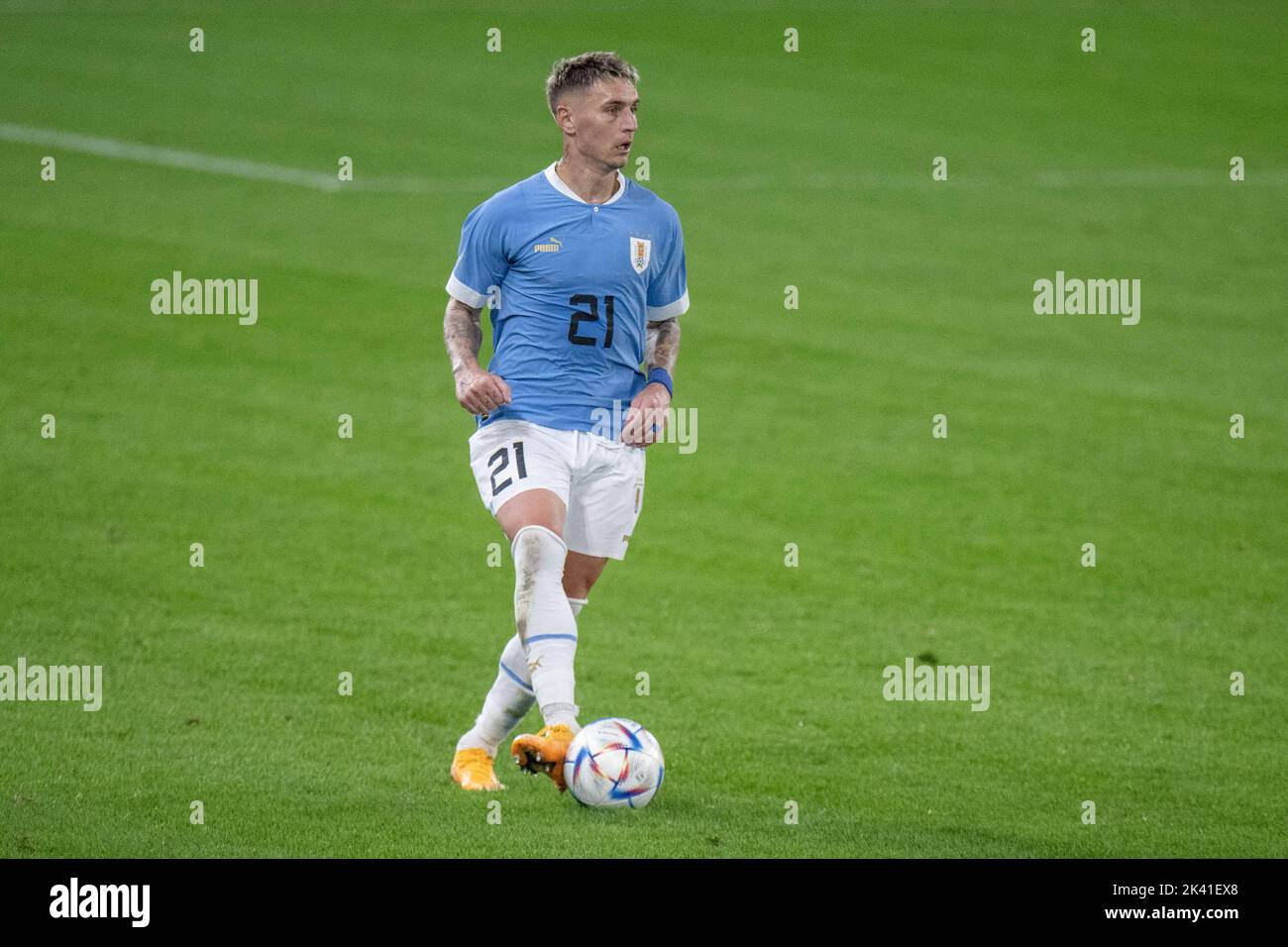 BRATISLAVA, SLOVAKIA - SEPTEMBER 27: Guillermo Varela of Uruguay control ball during the international friendly match between Uruguay and Canada  at T Stock Photo
