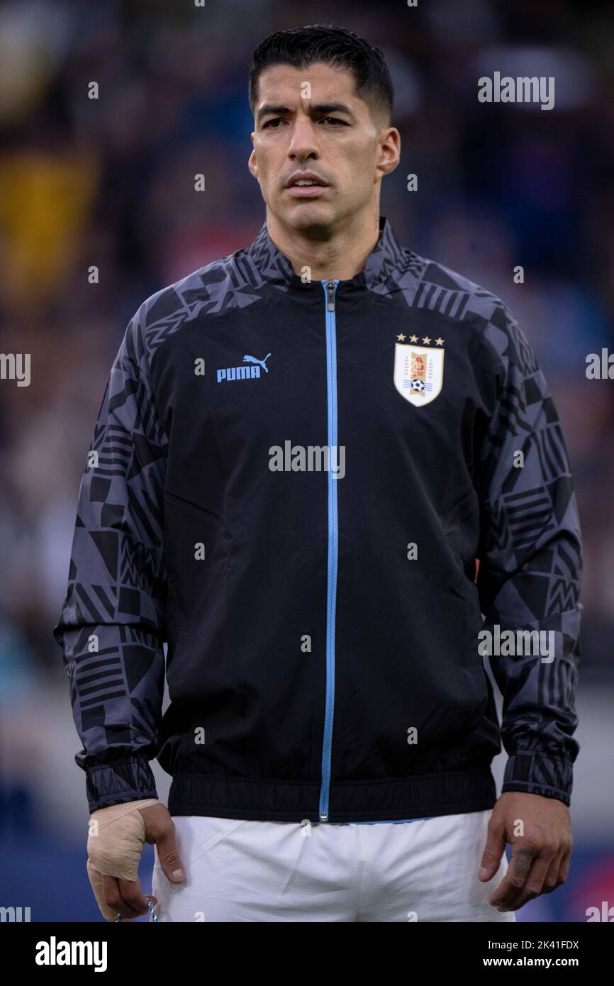 BRATISLAVA, SLOVAKIA - SEPTEMBER 27: Luis Suarez of Uruguay looks on