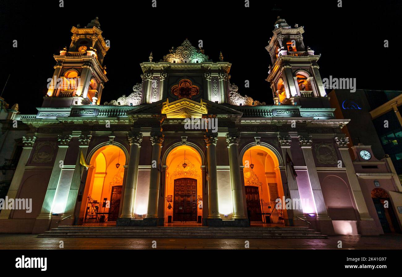Illuminated Facade Of The Cathedral Of Salta Catedral Bas lica De illuminated-facade-of-the-cathedral-of-salta-catedral-bas-lica-de