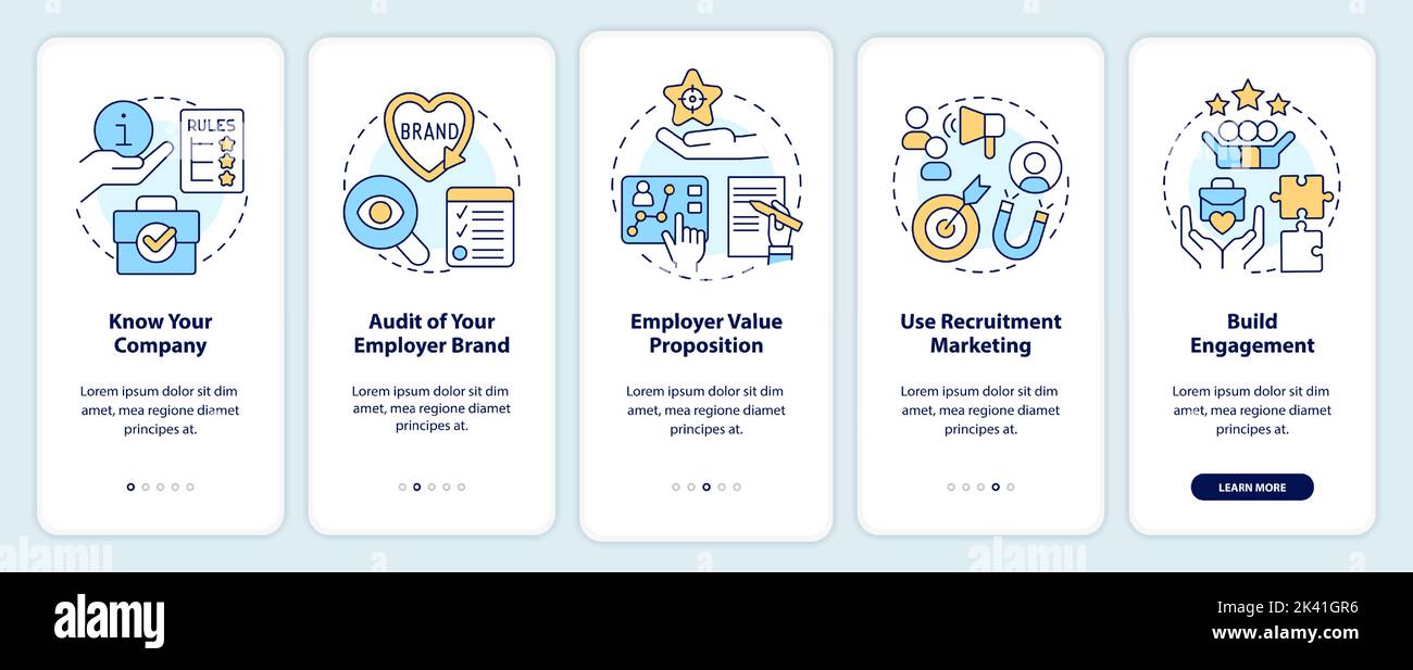 View of Employer branding process onboarding mobile app screen Stock Vector ...