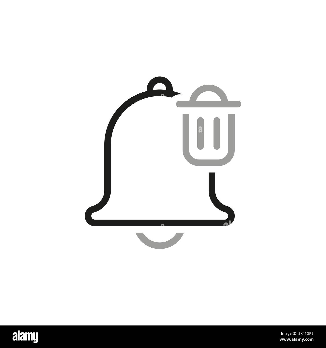 Simple linear vector icon related to deleting an alarm clock. Line icons about notification. Interface elements. Stock Vector