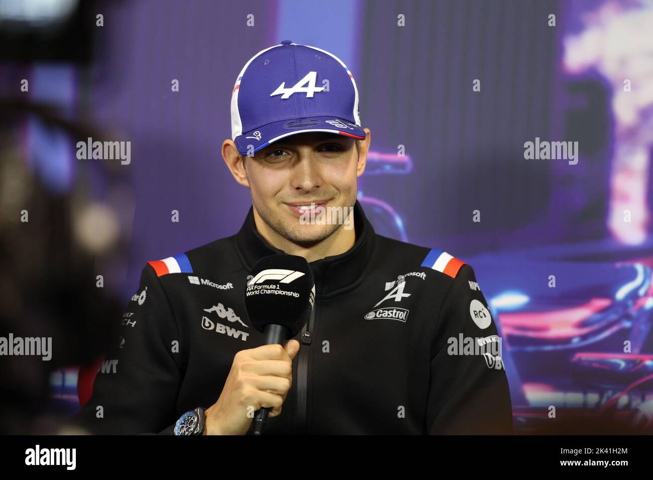 OCON Esteban (fra), Alpine F1 Team A522, portrait, press conference during the Formula 1 Singapore Airlines Singapore Grand Prix 2022, 17th round of the 2022 FIA Formula One World Championship from September 30 to October 02, 2022 on the Marina Bay Street Circuit, in Singapore - Photo: Florent Gooden/DPPI/LiveMedia Stock Photo