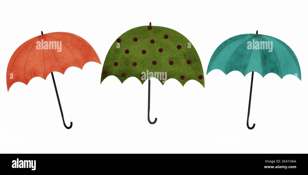 Fall umbrella set watercolor Stock Photo Alamy
