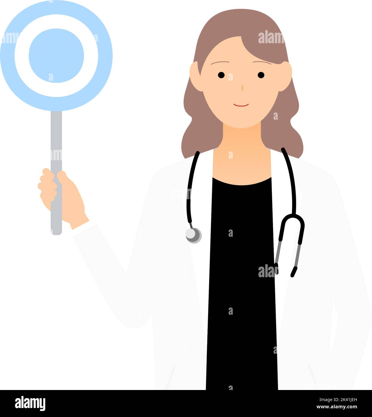 Doctorcircle Female doctor in white coat holding circle stick, matching pose Stock ...