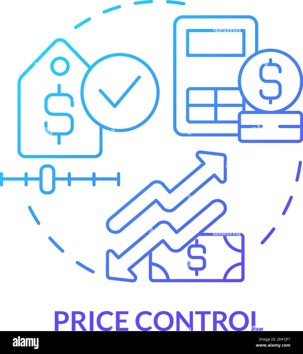 Price control blue gradient concept icon Stock Vector