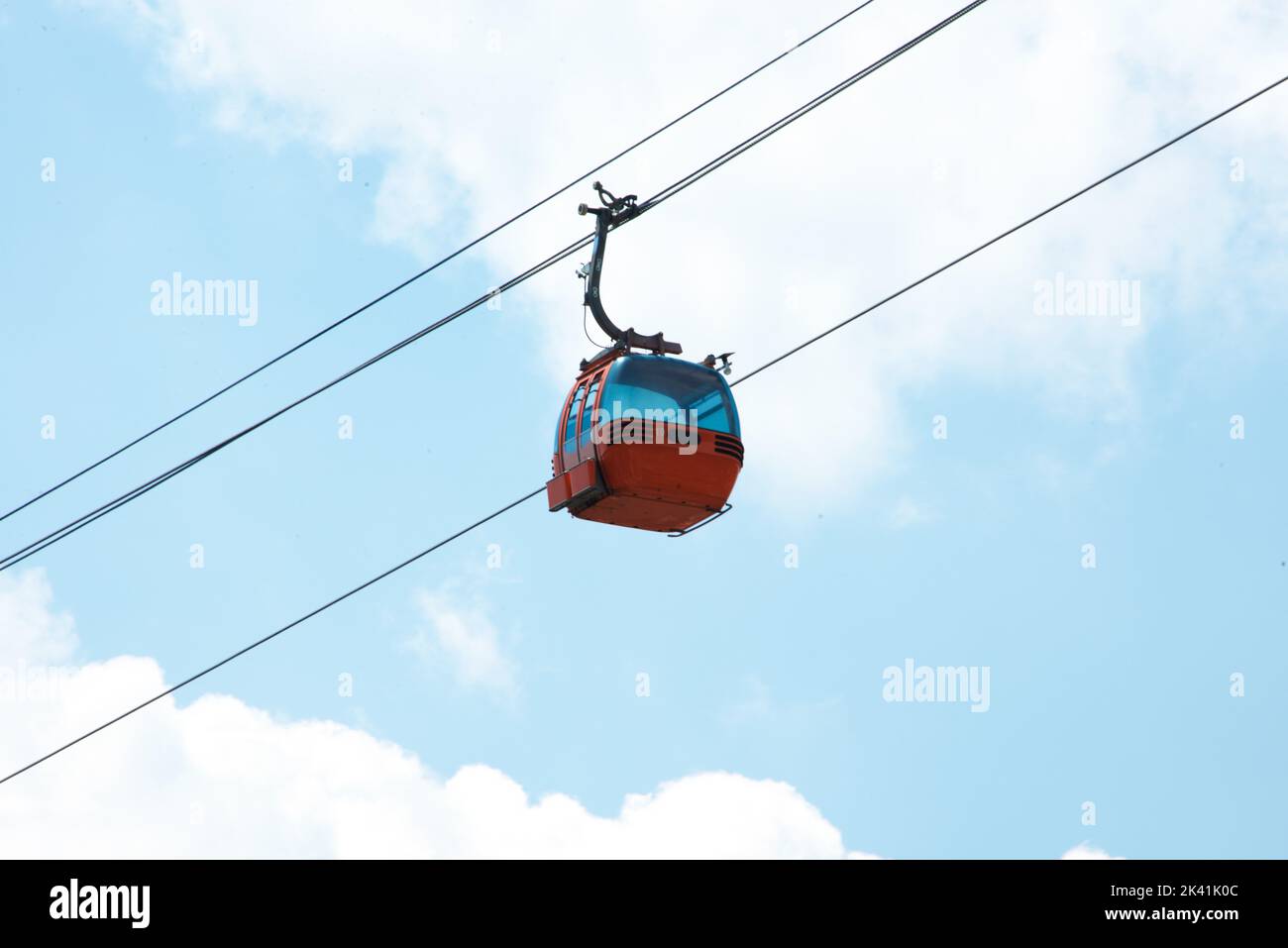 Cable car gondola heading downwards Stock Photo Alamy