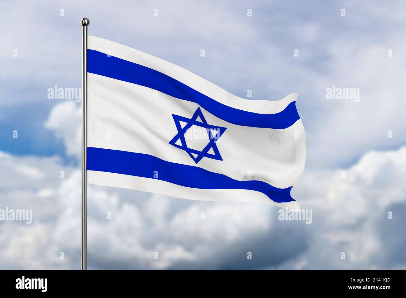 Israel flag on sky background. 3D illustration Stock Photo