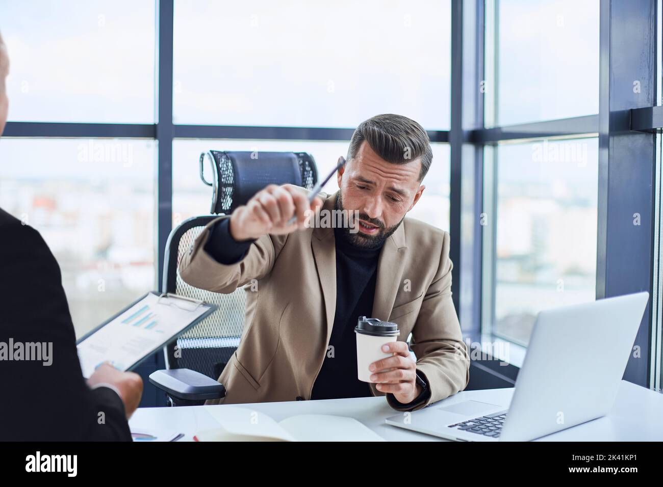 businessman analyzing a financial document. close up. Stock Photo